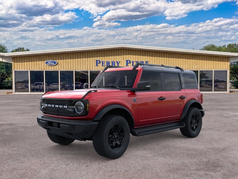 2025 Ford Bronco Big Bend in Ruby Red Metallic Tinted Clearcoat — front three-quarter view