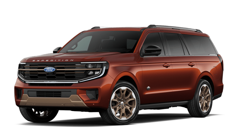 2027 Ford Expedition MAX King Ranch in Bronze Fire Metallic Tinted Clearcoat — front three-quarter view