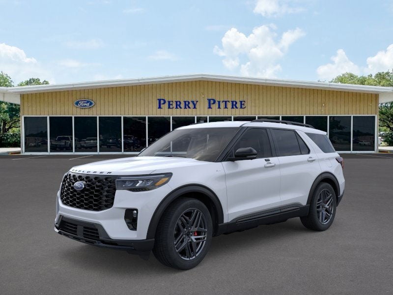 2026 Ford Explorer ST-Line in Space White Metallic — front three-quarter view