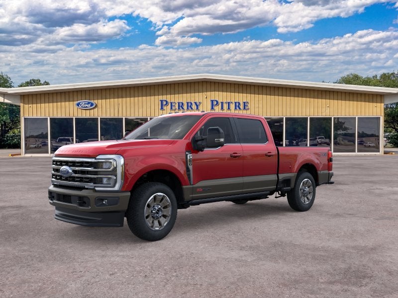 2026 Ford Super Duty F-250 King Ranch in Ruby Red Metallic Tinted Clearcoat — front three-quarter view
